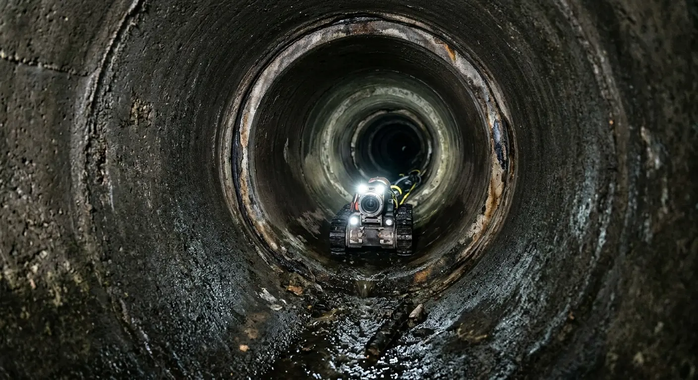 Robotic sewer camera inspecting pipe interior for Sewer Line Repair in East Alton